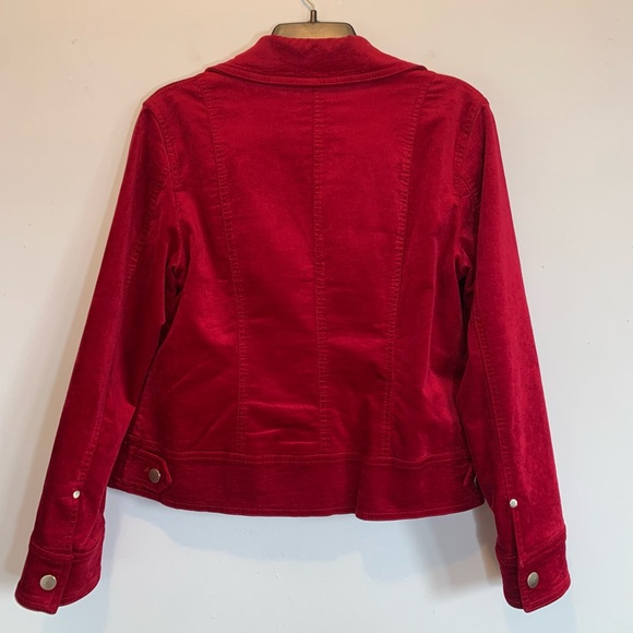 Chico’s Red Velvet Jean Jacket 1 - Picture 5 of 8